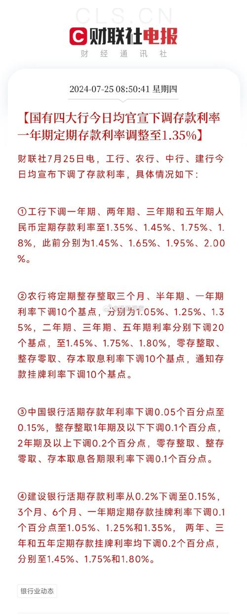 国有大行存款利率下调_六大行定存利率调整_历年央行同期存款利率