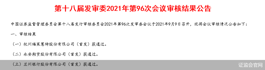 兰州银行IPO闯关成功 不良贷款率远高于上市城商行平均水平被证监会问询
